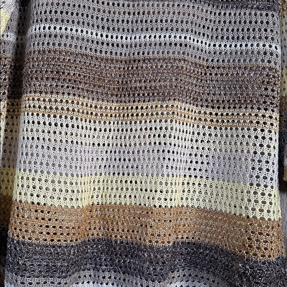 CJ Banks Striped Knit Sweater in Earth Tones plus 2x - Picture 3 of 4